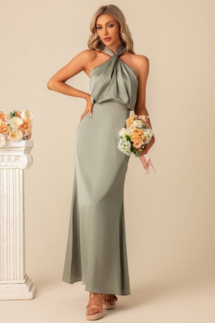 Robe Chic Satinée Sage - gallery 2