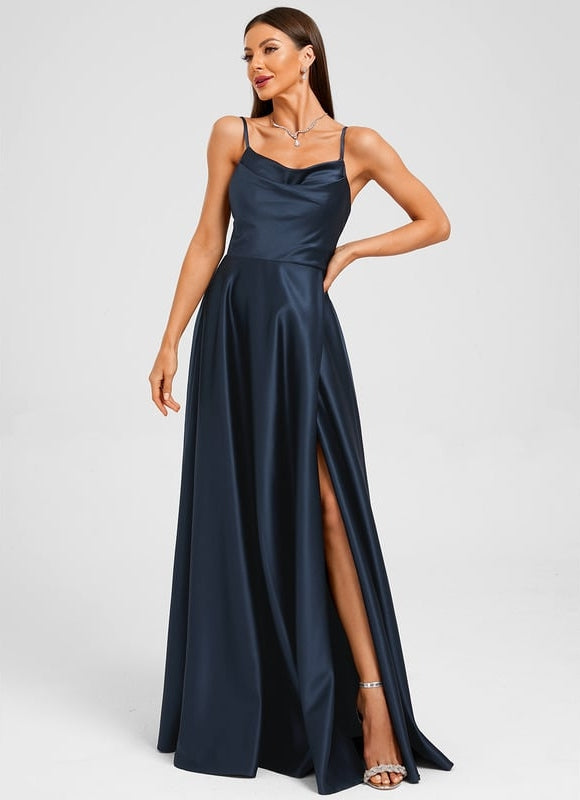 Robe Chic Satinée Marine