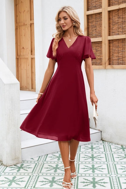 Robe Chic Volants Bordeaux - gallery 5