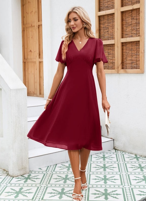 Robe Chic Volants Bordeaux - gallery 5