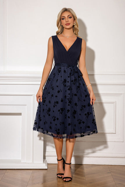 Robe Chic Midi Navy Fleuri - gallery 2