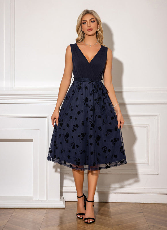 Robe Chic Midi Navy Fleuri - gallery 2