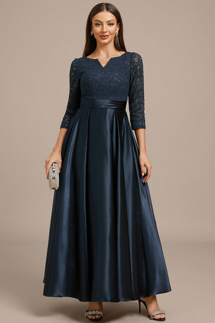 Robe Chic Longue Satinée Marine - gallery 2
