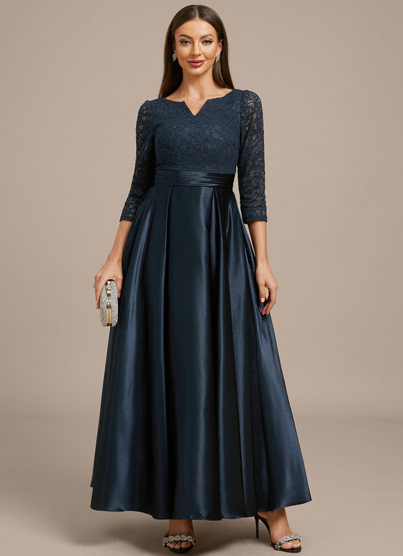 Robe Chic Longue Satinée Marine - gallery 2