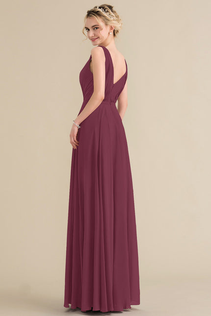Robe Chic Longue Bordeaux Plissée - gallery 1