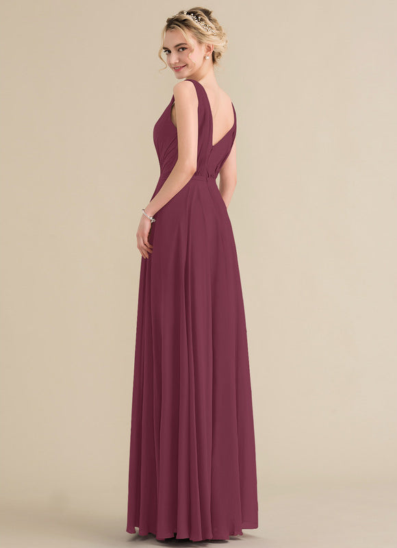 Robe Chic Longue Bordeaux Plissée - gallery 1