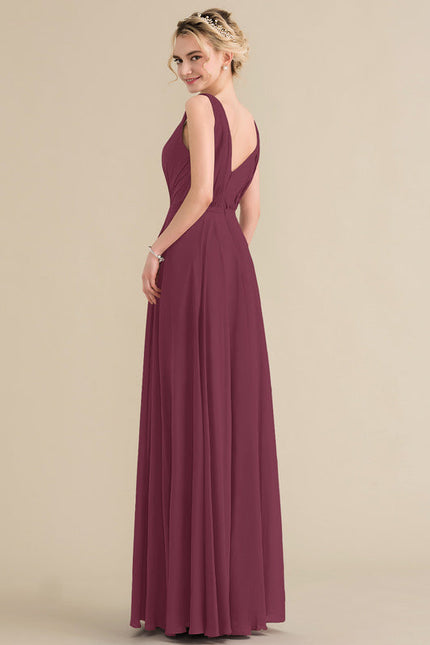 Robe Chic Longue Bordeaux Plissée - gallery 1