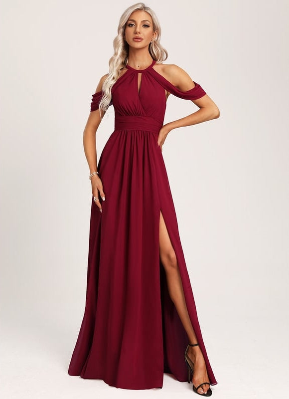 Robe Chic Bleu Drapé - gallery 4