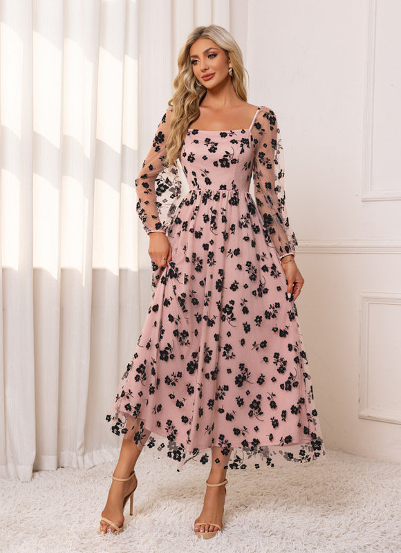 Robe Chic Florale Nude - gallery 4