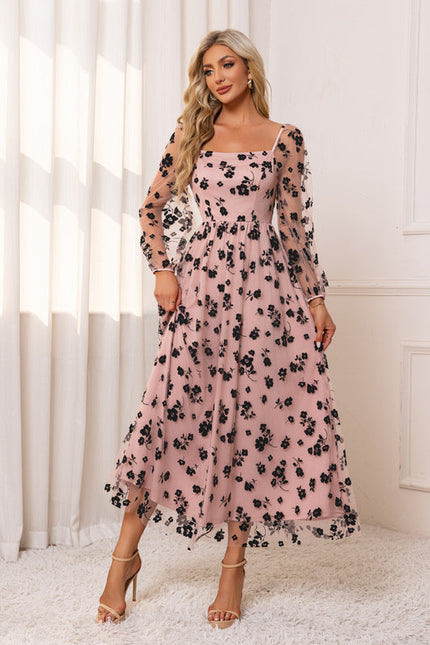 Robe Chic Florale Nude - gallery 4