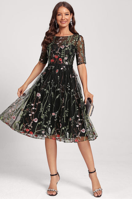 Robe Bohème Chic Dentelle Noire - gallery 1