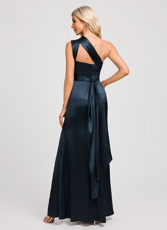 Robe Chic Élégance Satinée Marine - gallery 9