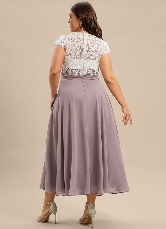 Robe Chic Violet Trapèze Dentelle Paillettes - gallery 6