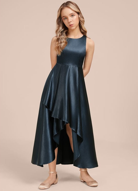 Robe Chic Satin Bleu Profond - gallery 1