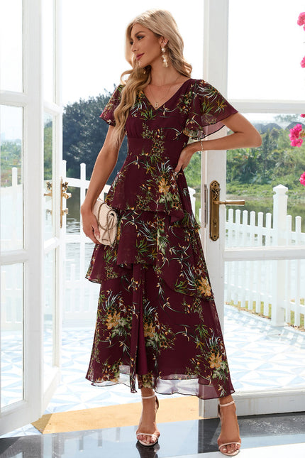 Robe Chic Fleurie Bordeaux - gallery 3