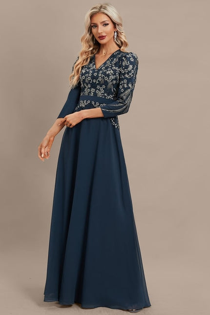 Robe Chic Longue Marine Élégante - gallery 3