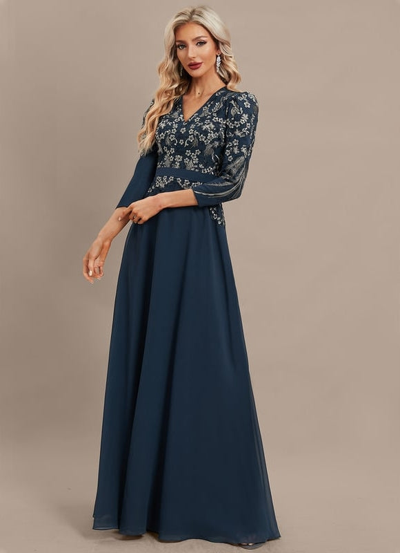Robe Chic Longue Marine Élégante - gallery 3