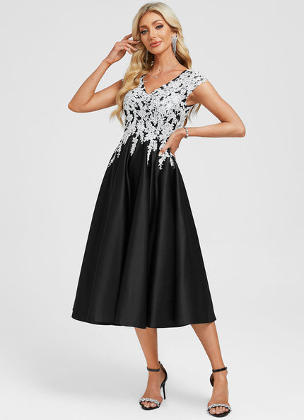 Robe Chic Satinée À Dentelle
