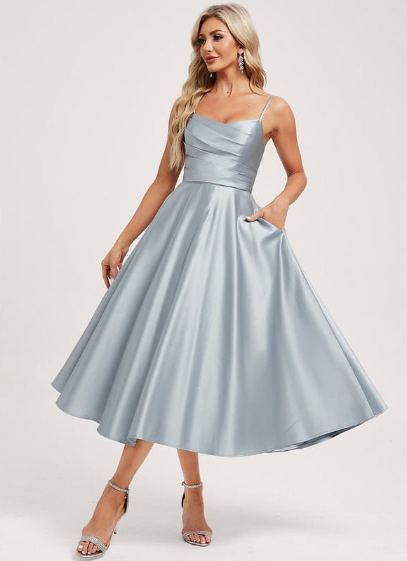 Robe Chic Satinée Aigue-Marine - gallery 2