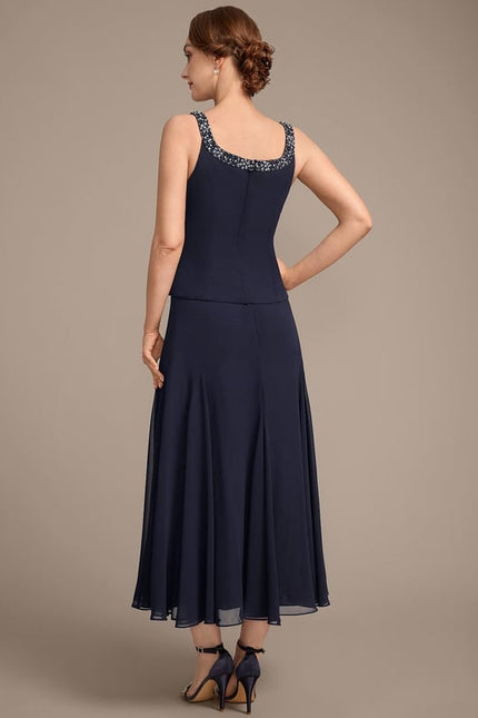 Robe Chic Ensemble Élégant Marine - gallery 7