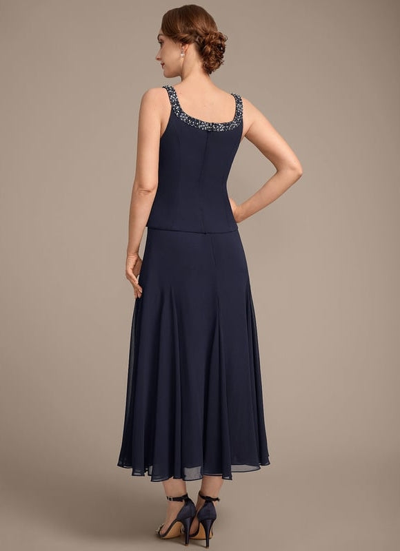 Robe Chic Ensemble Élégant Marine - gallery 7