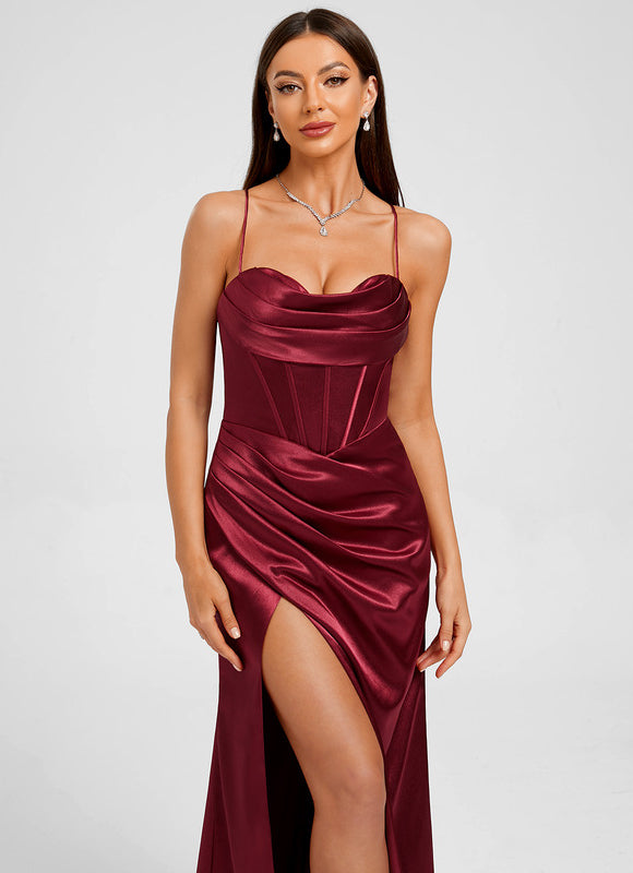 Robe Chic Satinée Bordeaux Élégante - gallery 6