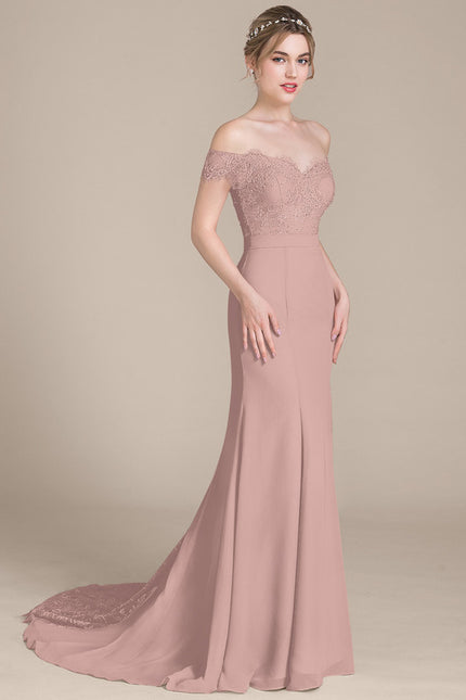 Robe De Soirée Chic Rose Poudrée - gallery 3