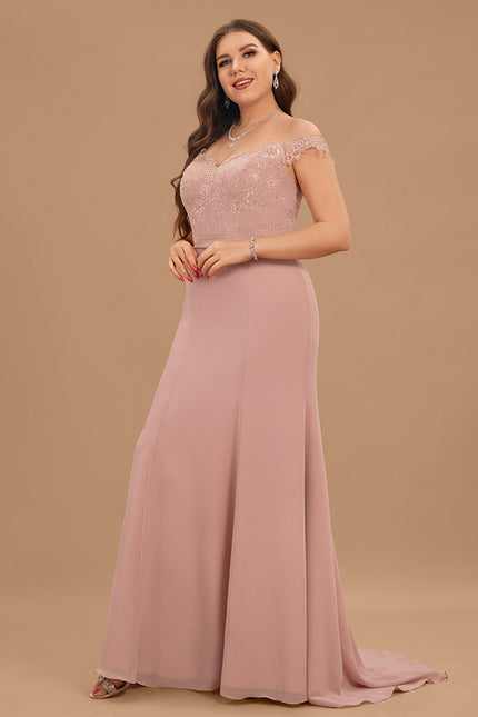 Robe De Soirée Chic Rose Poudrée - gallery 6