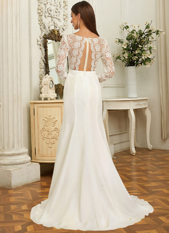 Robe Chic Blanche Dentelle Col V - gallery 4