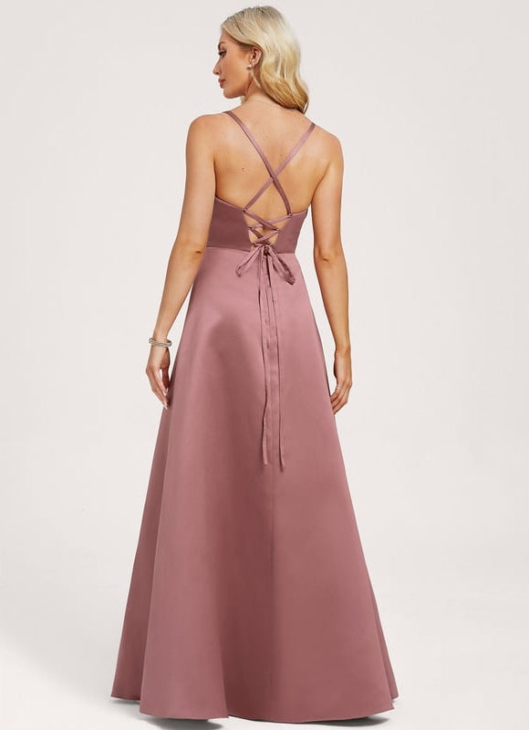 Robe Chic Satinée Rose Pâle - gallery 4
