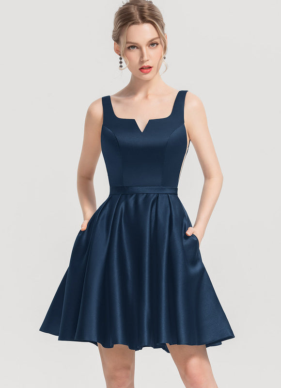 Robe Bleu Marine Chic Courte - gallery 2