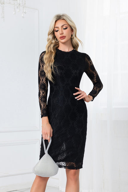 Robe Chic Dentelle Noire Élégante - gallery 5