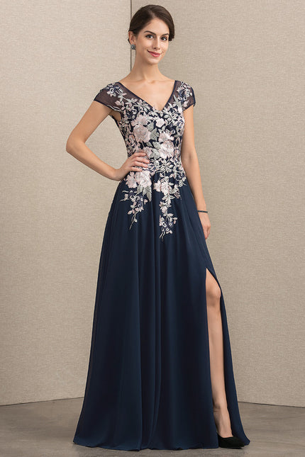Robe Chic Bleu Marine Dentelle Fluide - gallery 2