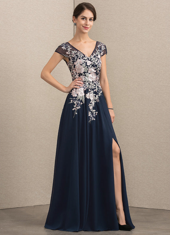 Robe Chic Bleu Marine Dentelle Fluide - gallery 2