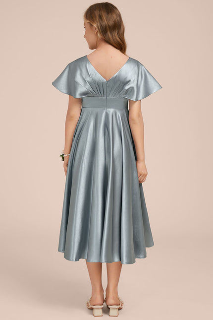 Robe Chic Satin Bleu Profond - gallery 1