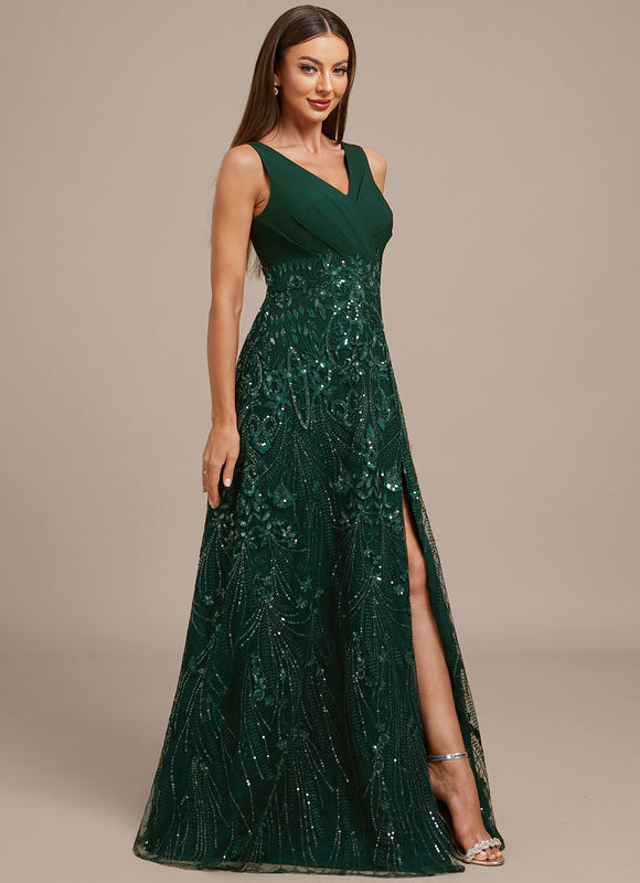 Robe Chic Longue Émeraude Festive - gallery 5