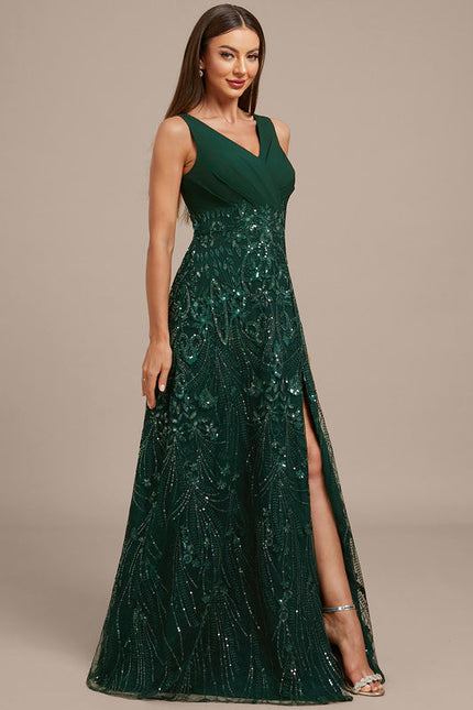 Robe Chic Longue Émeraude Festive - gallery 5