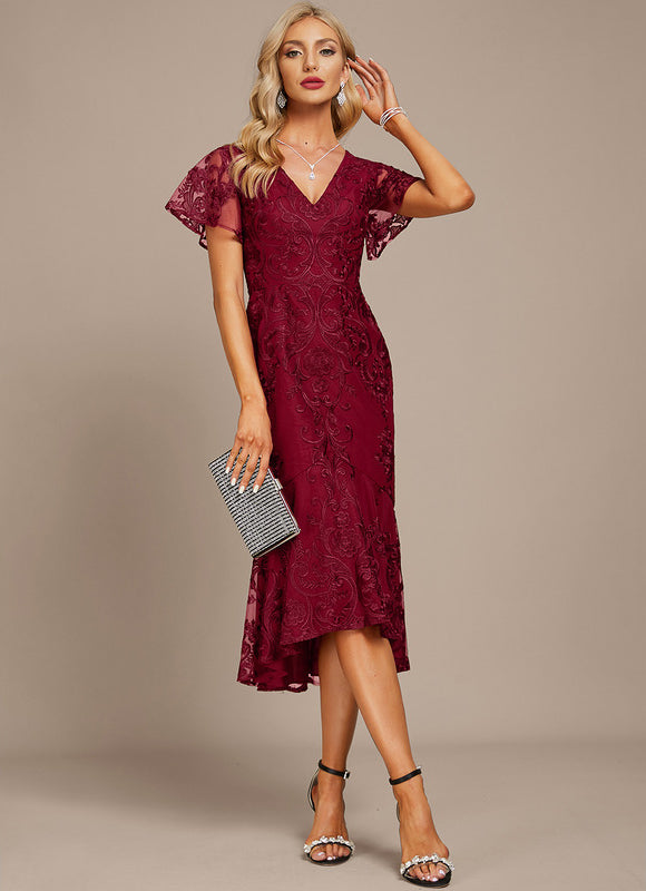 Robe Chic Rouge Élégant Flottant