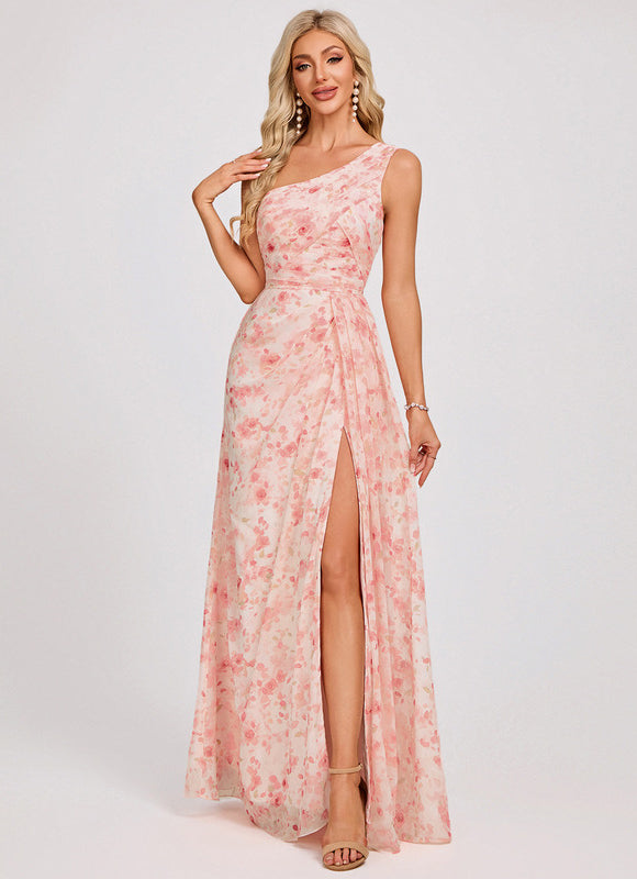 Robe Chic Asymétrique Beige - gallery 2