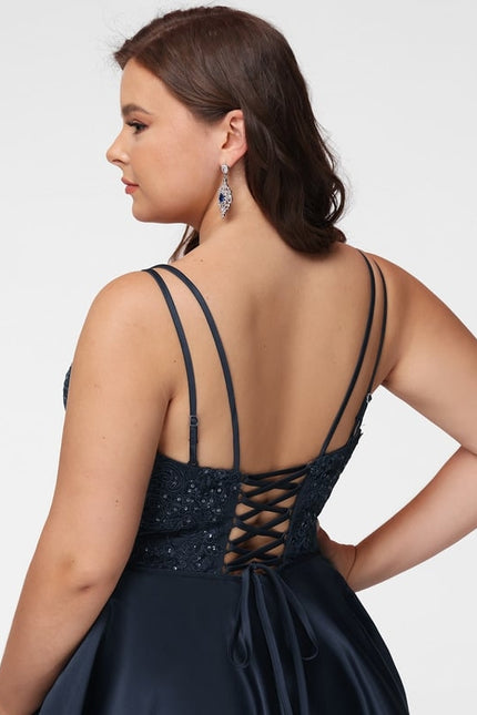 Robe Chic Marine Satinée Élégante - gallery 5