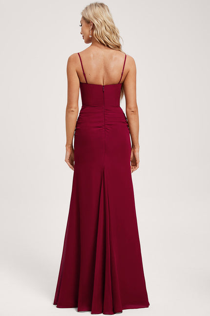 Robe Chic Rouge Élégant Longueur - gallery 4
