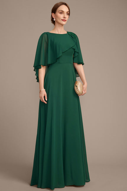 Robe Chic Verte Mousseline Avec Dentelle - gallery 6