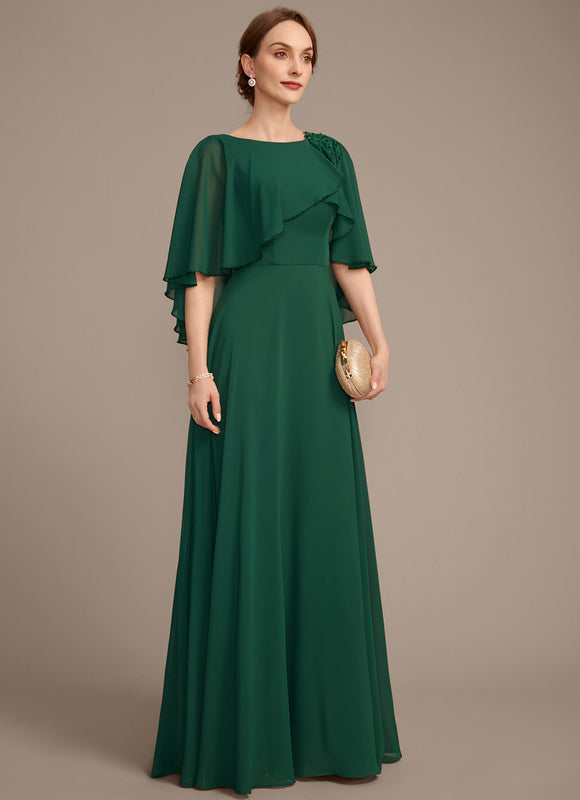 Robe Chic Verte Mousseline Avec Dentelle - gallery 6