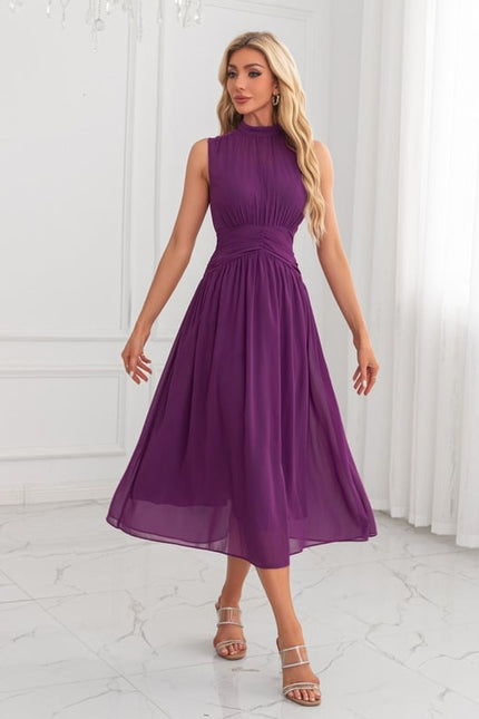 Robe Chic Midi Violette Élégante - gallery 3