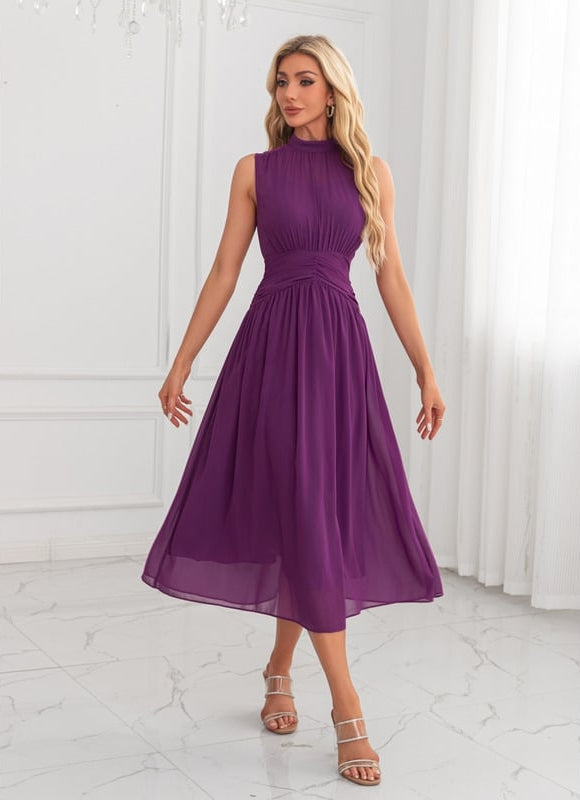 Robe Chic Midi Violette Élégante - gallery 3