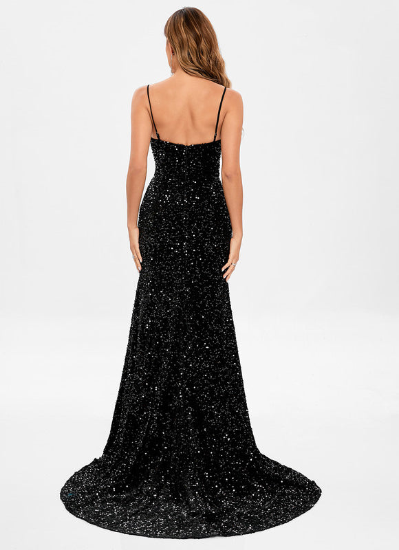 Robe Chic Sirène Pailletée Bleu - gallery 6