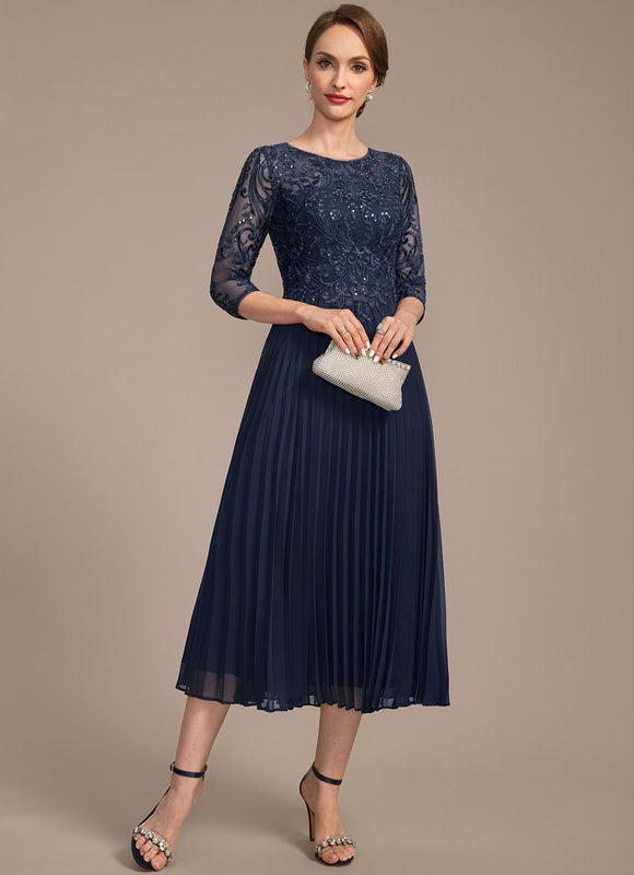 Robe Chic Bleu Élégant Plissé - gallery 4