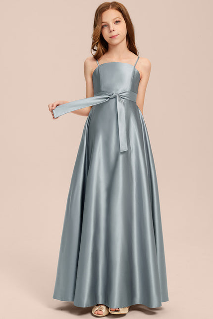 Robe Chic Bleu Satiné Demoiselle D'Honneur
