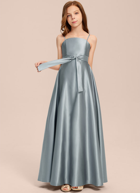 Robe Chic Bleu Satiné Demoiselle D'Honneur