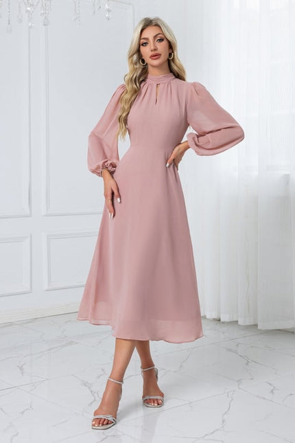 Robe Chic Midi Rose Fluide - gallery 6